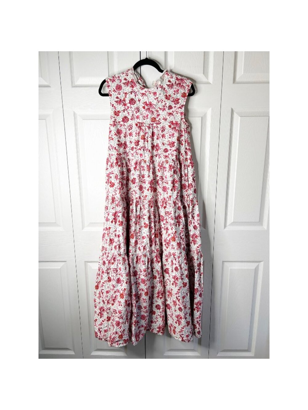 Patou Shocked Red White Floral Printed Mock Neck Maxi Dress Women's Size FR 40